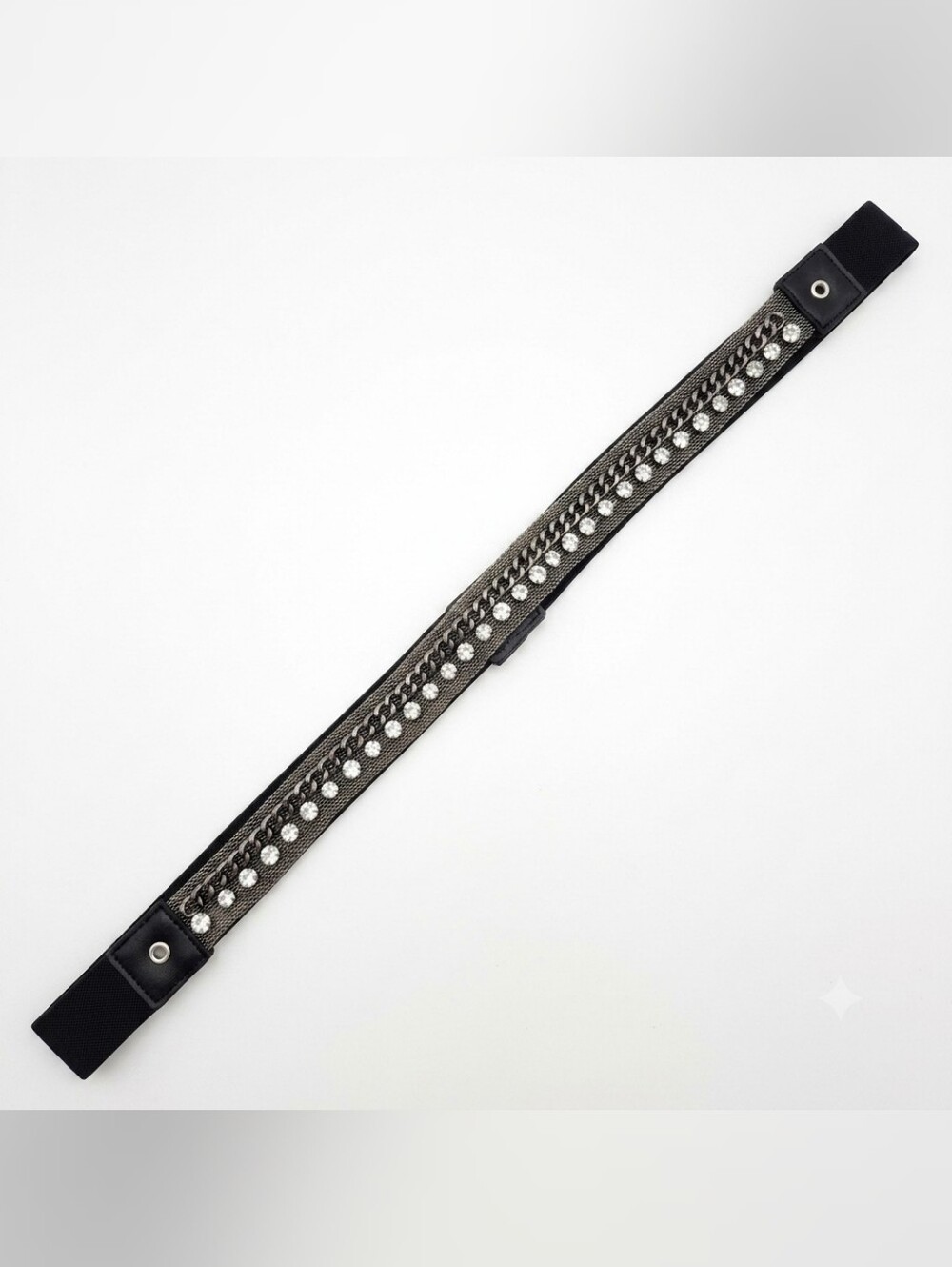 Torrid Gunmetal Mesh Chain Rhinestone Bling Stretch Belt Cincher Size 3 3X 22/24